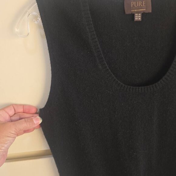 Pure Collection Black 100% Cashmere Knitted Tank,Scoop Neck, Pre-Owned, Sz. 4 - Picture 2 of 6